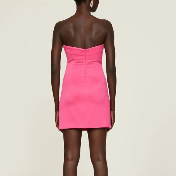 Elliat Emani Dress Sleeveless Strapless Sheath Mini Satin Fuchsia Pink Large - Picture 5 of 10